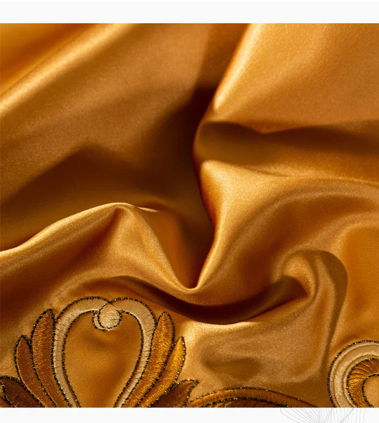 Afralia™ Luxe Brocade Cotton Embroidered Bedding Set - Quilt Cover Bed Linen Bedspread