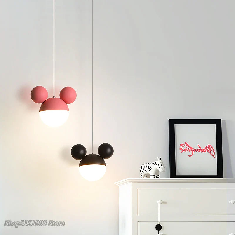 Afralia™ LED Cartoon Pendant Light Kids Eye Care Mickey Princess Hanging Lamp