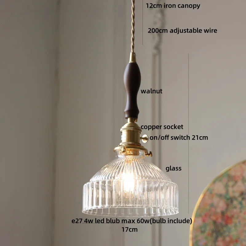 Afralia™ LED Pendant Lights with Blue Glass & Brass Knob Switch for Modern Home Decor