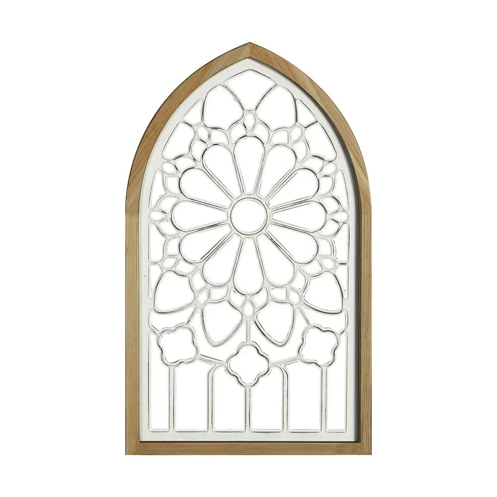 Afralia™ Gothic Rose Window Carved Mirror for Wall Decor in Living Room, Bedroom