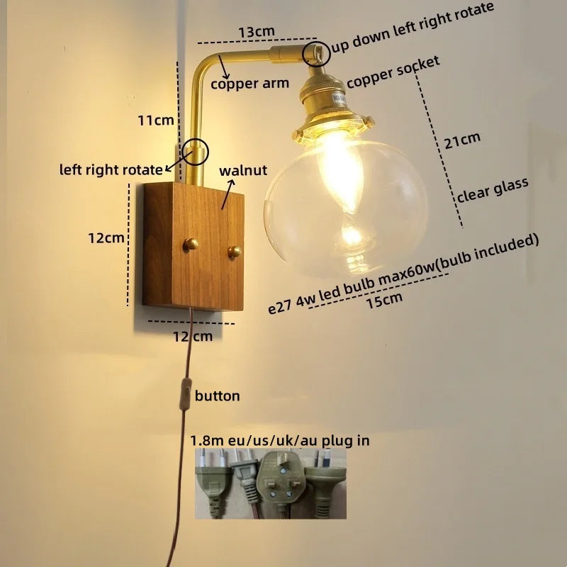 Afralia™ Nordic LED Wall Lamp Glass Copper Bathroom Mirror Light Fixtures