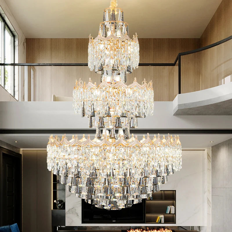 Afralia™ Hollow Crystal Chandelier for Elegant Living Spaces and Luxe Hotel Halls