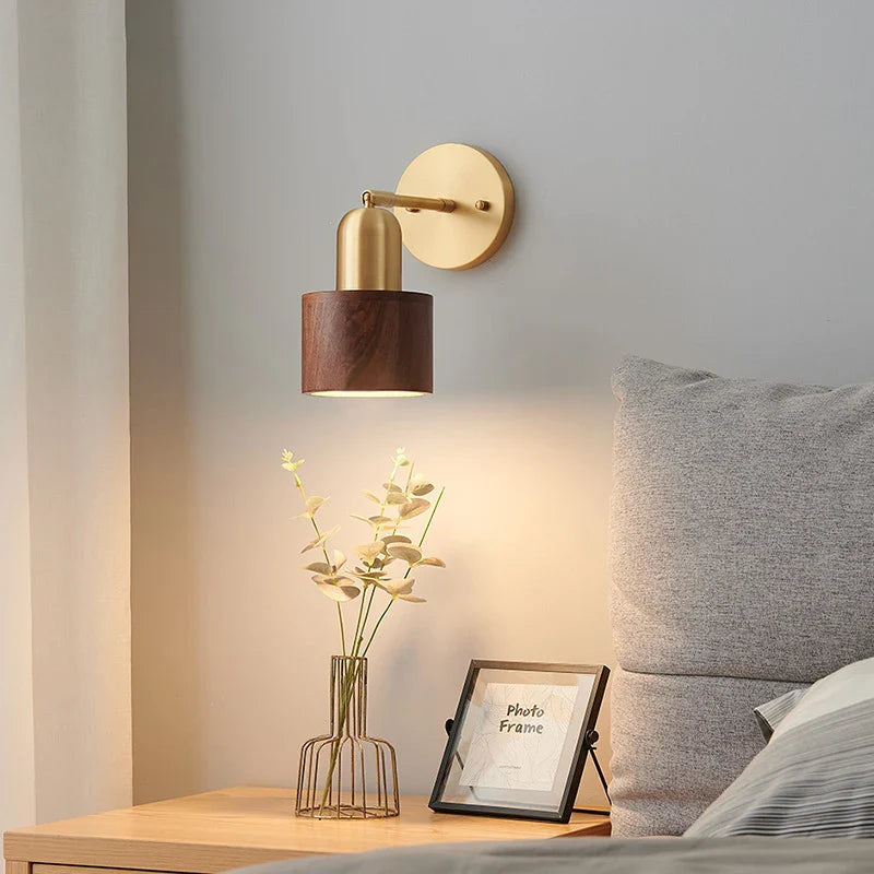Afralia™ Retro Walnut Wood Pendant Wall Lamp Vintage Lighting E27