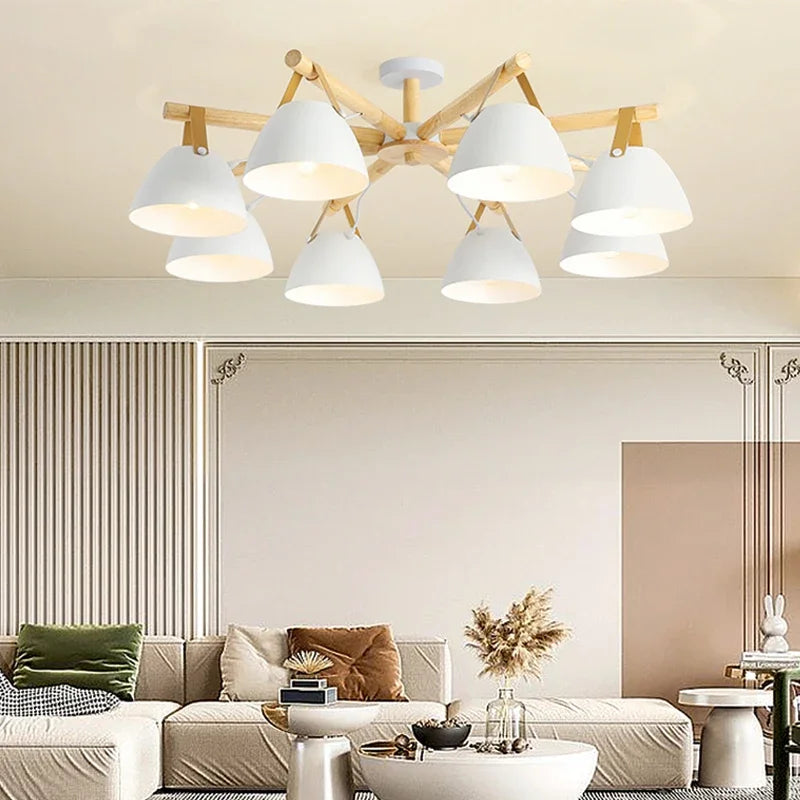 Afralia™ Nordic Wood LED Chandelier - Modern Ceiling Lamp for Simplicity and Elegance