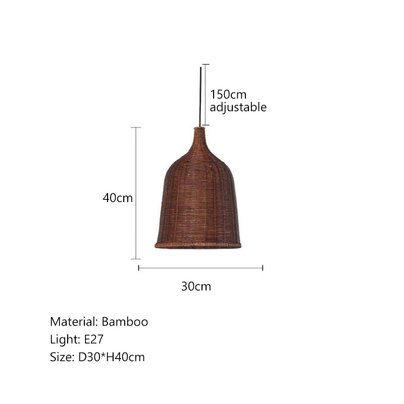 Afralia™ Bamboo Weaving LED Pendant Lights for Home Decor and Dining Room