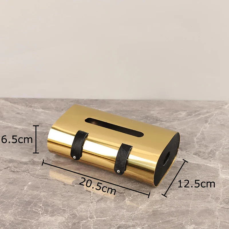Afralia™ Stylish Dot Texture Tissue Box Holder for Coffee Table, Desk, Bedside, Metal/Leather