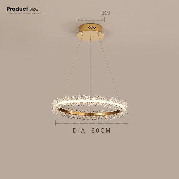Afralia™ Gold Crystal Ring Chandelier for Living Room and Restaurant Décor