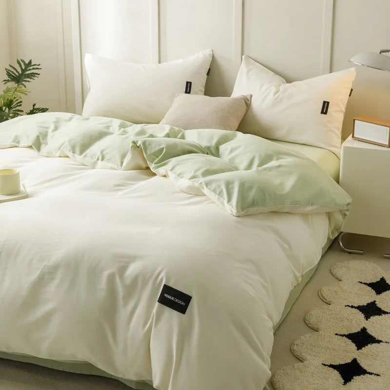 Afralia™ Double-Sided Color Matching Cotton Bedding Set for Adults