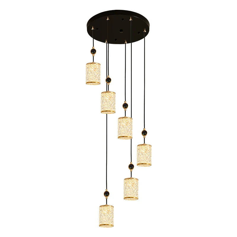 Afralia™ Rotating Chinese Style Stair Chandelier: High-End Villa Duplex Lamps