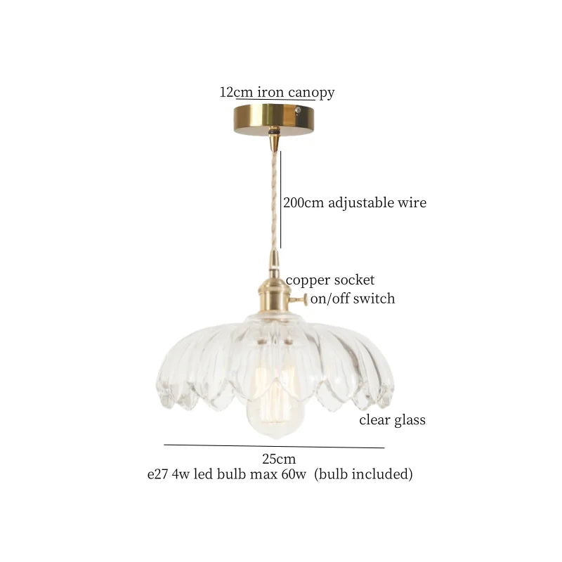 Afralia™ Lotus Leaf Glass LED Pendant Light - Japanese Style Loft Bar Living Dining Bedroom
