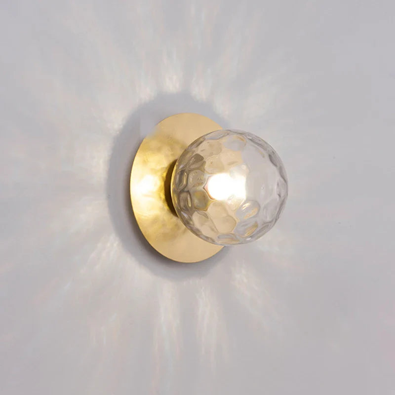 Afralia™ Round Glass Wall Light for Living Room Bedroom Decor