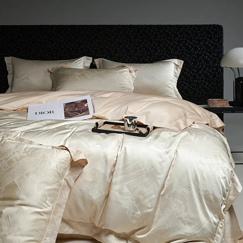 Afralia™ High Quality Brocade Jacquard Cotton Luxury Bedding Set: 1 Duvet, 1 Sheet, 2 Pillowcases