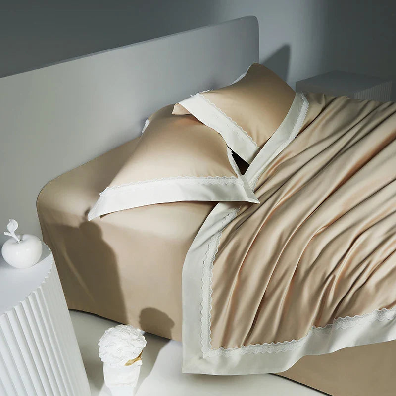 Afralia™ Lace Patchwork Bedding Set: 1200TC Egyptian Cotton Duvet Cover, Sheet, Pillowcases