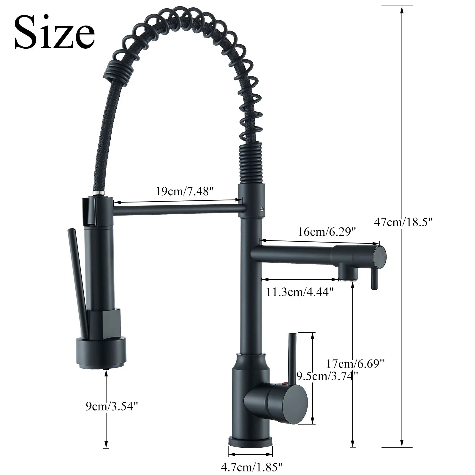 Afralia™ Black Kitchen Faucet Spring Pull Down Sprayer Dual Spout Nozzle Mixer Tap