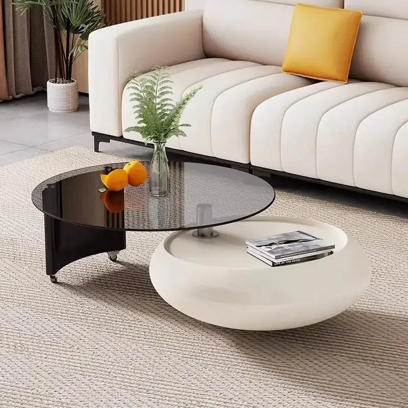 Afralia™ Luxury Tempered Glass Coffee Table - Italian Round High-Grade