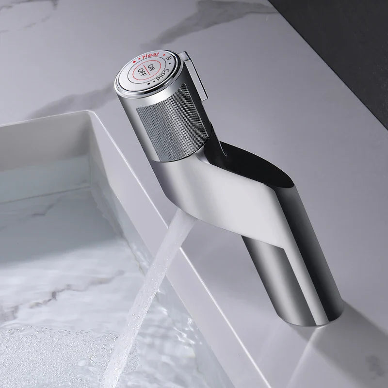 Afralia™ Gold Basin Faucet: Single Handle Push-Button Mixer Tap for Bathroom, Brass Material