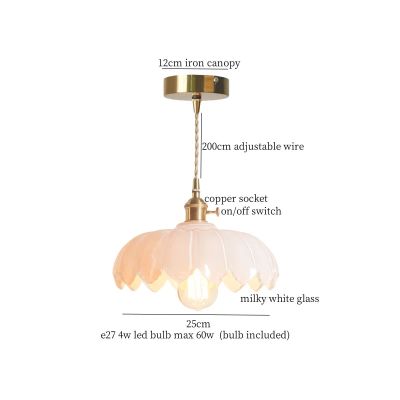 Afralia™ Lotus Leaf Glass LED Pendant Light - Japanese Style Loft Bar Living Dining Bedroom