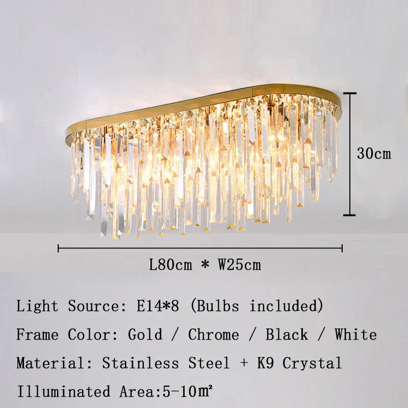 Afralia™ Gold Crystal Ceiling Lights - Luxury LED Fixture for Elegant Home Decor