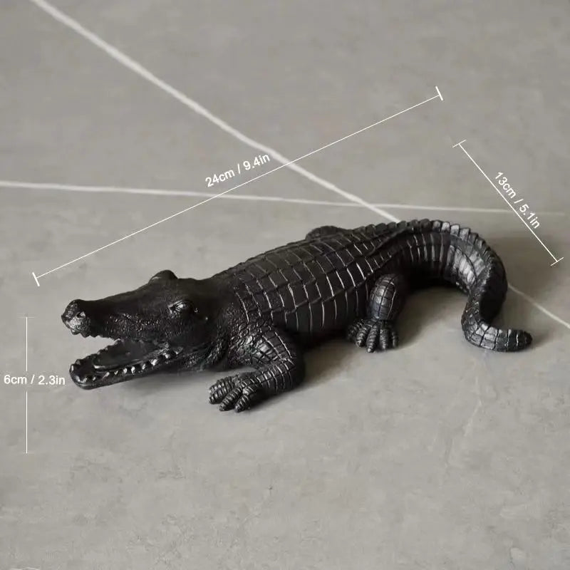 Afralia™ Crocodile Wildlife Sculpture Statue Decor for Home Interiors & Desk Display