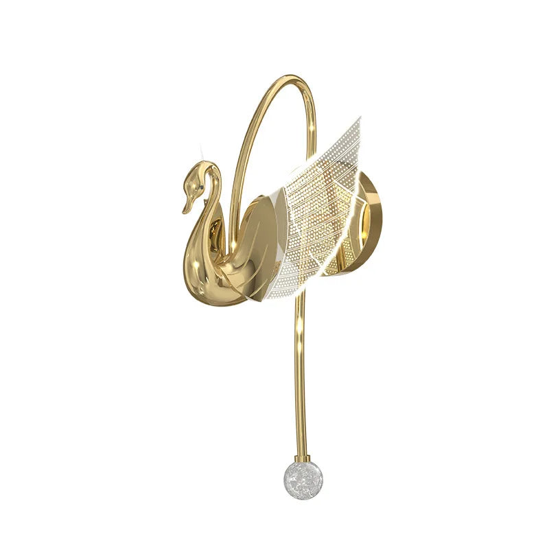 Afralia™ Swan Gold LED Wall Sconce for Home Decor and Indoor Lighting