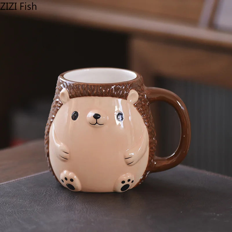 Afralia™ Cute Cartoon Animal Ceramic Mug Kids Breakfast Cup Christmas Gift