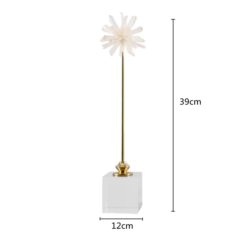 Afralia™ Crystal Agate Handmade White Flower Home Decor Figurine