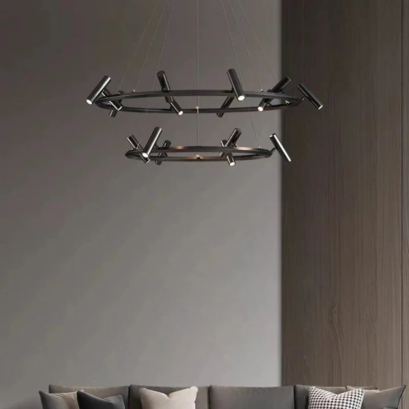 Afralia™ Black Metal Chandelier: Minimalist Hanging Light for Dining Room, Kitchen, Bedroom.