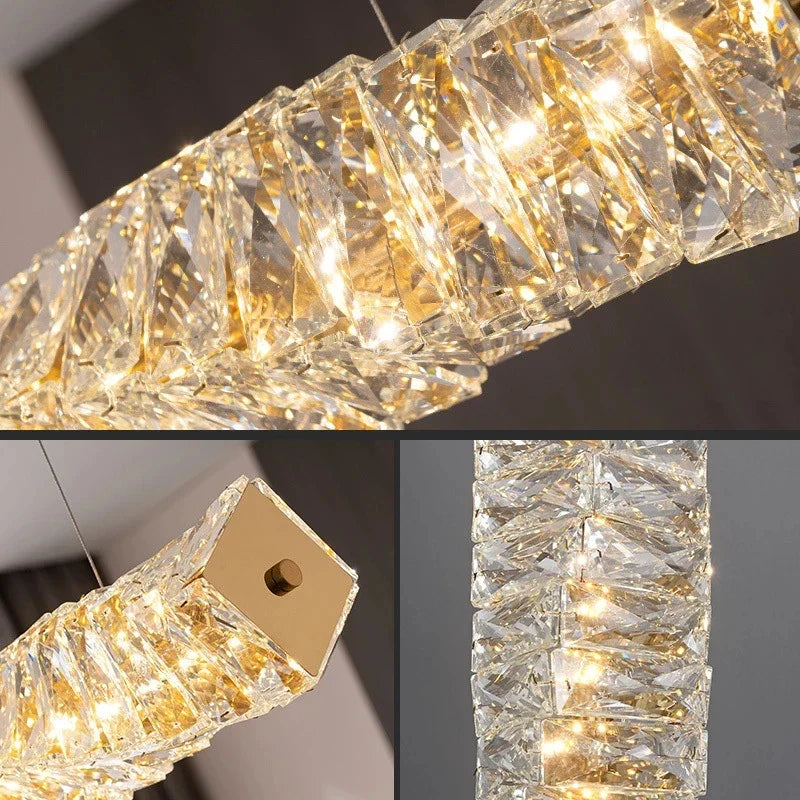 Afralia™ Crystal Dining Table Pendant Lamp: Elegant Led Decoration for Kitchen Island, Restaurant, Living Room