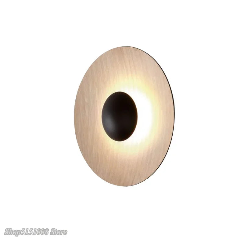 Afralia™ Round LED Wall Lamps for Modern Nordic Bedroom, Black Wood Living Room Lighting Fixtures