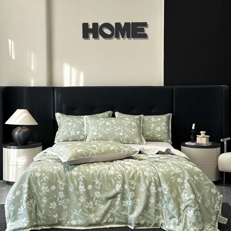 Afralia™ Cool Silk Summer Quilt Set with Sheets & Pillowcases