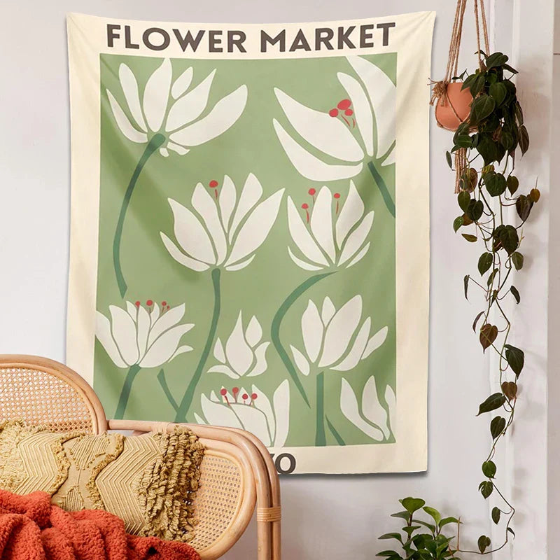 Afralia™ Dreamy Flower Tapestry Wall Hanging for Bedroom Dorm Decor