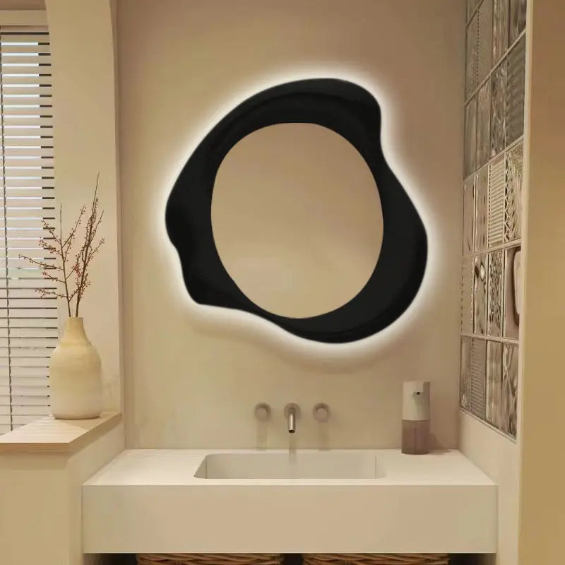 Afralia™ Minimalist Luminous Makeup Mirror for Bedroom & Bathroom - Wall Mounted Circular Vanity Mirror
