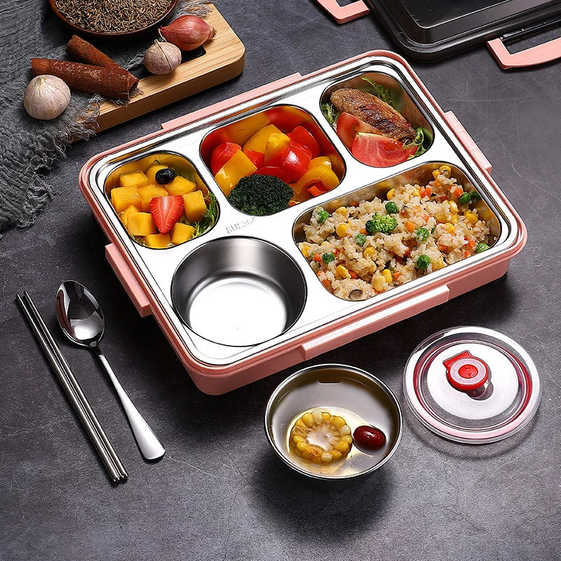 Afralia™ Stainless Steel Insulation Lunch Box Set - Portable, Microwave Safe