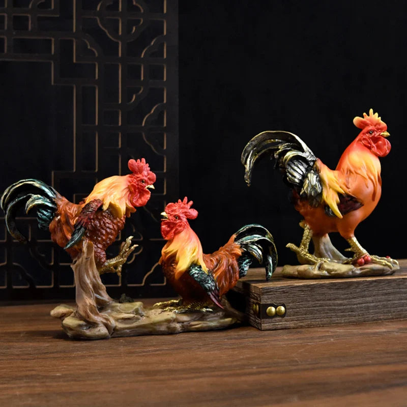 Afralia™ Rooster Resin Handicraft Outdoor Garden Ornament for Ranch Micro Landscapes