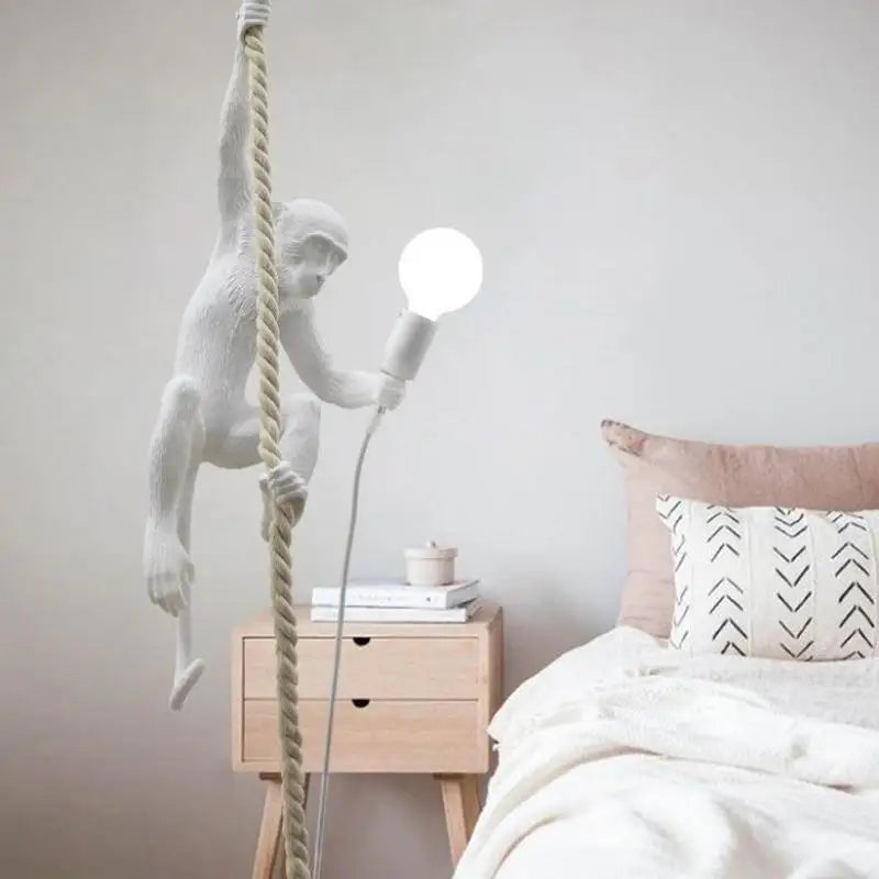 Afralia™ Monkey Resin LED Pendant Chandelier for Nordic Home Decor & Bedroom Lighting