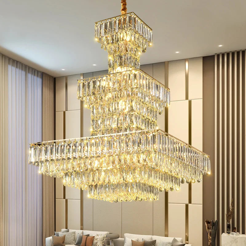 Afralia™ Spiral Staircase Crystal Chandelier: Modern High Living Room Light Luxury Design