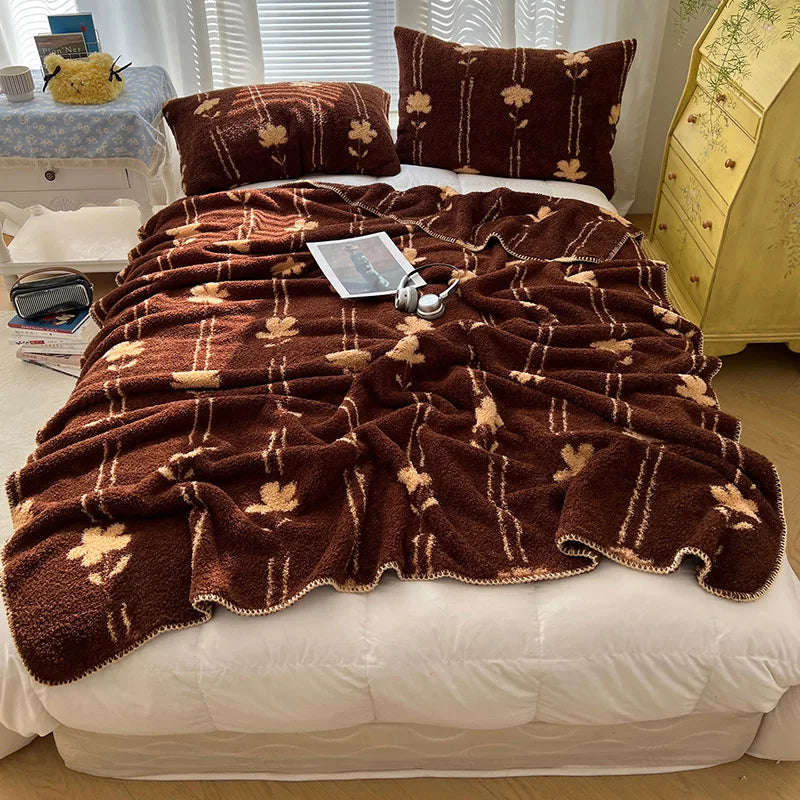 Afralia™ Geometric Printed Half Fleece Sofa Cover: Luxe Bohemian Shawl Blanket for Office Nap