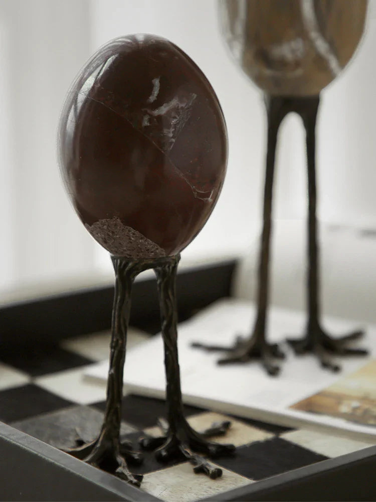 Afralia™ Marble Egg Decor: Vintage Claw Home Ornaments for Living Room & Bedroom