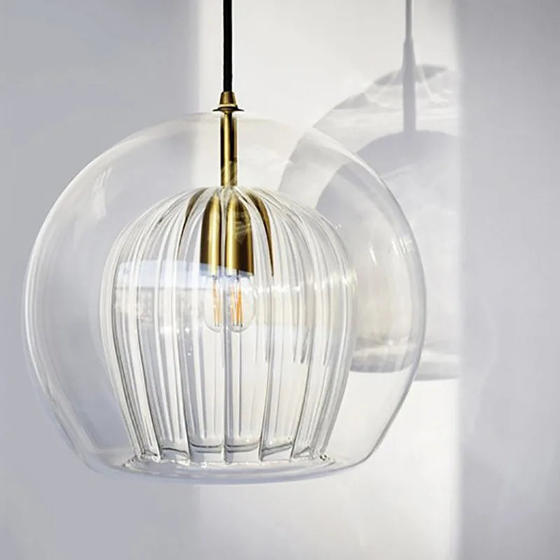 Afralia™ Gold Glass Ball Pendant Light for Dining Room & Bedroom Decor