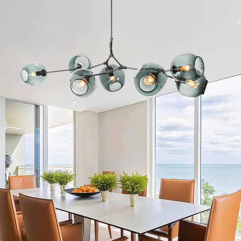 Afralia™ Glass Bubble Branch Chandelier: Modern Hanging Ceiling Light Fixture