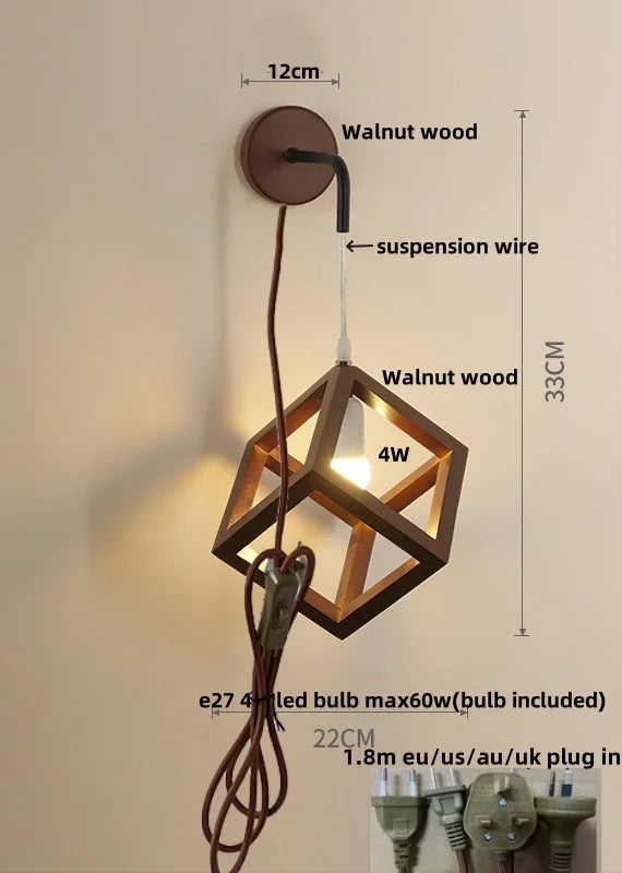 Afralia™ Cube LED Wall Lights | Modern Nordic Wood Design for Home Decor