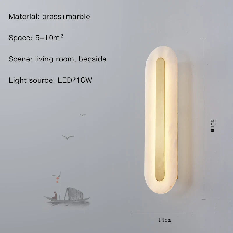 Afralia™ Marble LED Wall Sconce for Bedroom Living Room Hallway Hotel Decor