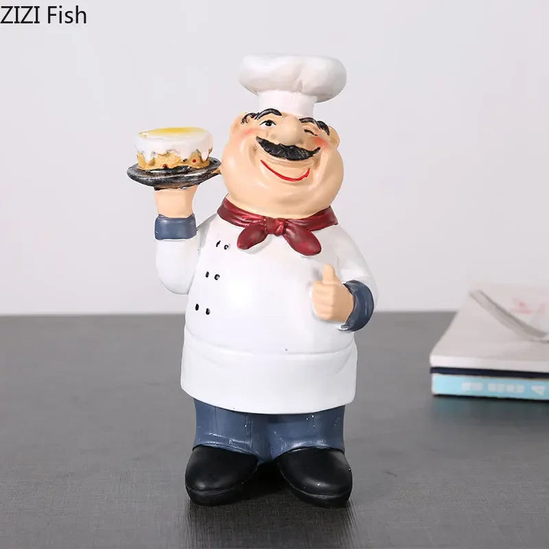 Afralia™ Bearded Chef Resin Figure Sculpture Modern Kitchen Desk Decor Ornaments
