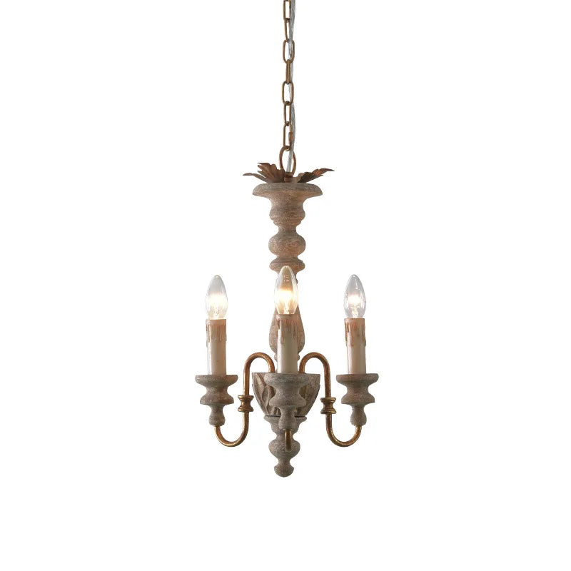 Afralia™ Solid Wood Rural French Chandelier for Kitchen Living Room Retro Nordic Pendant Light