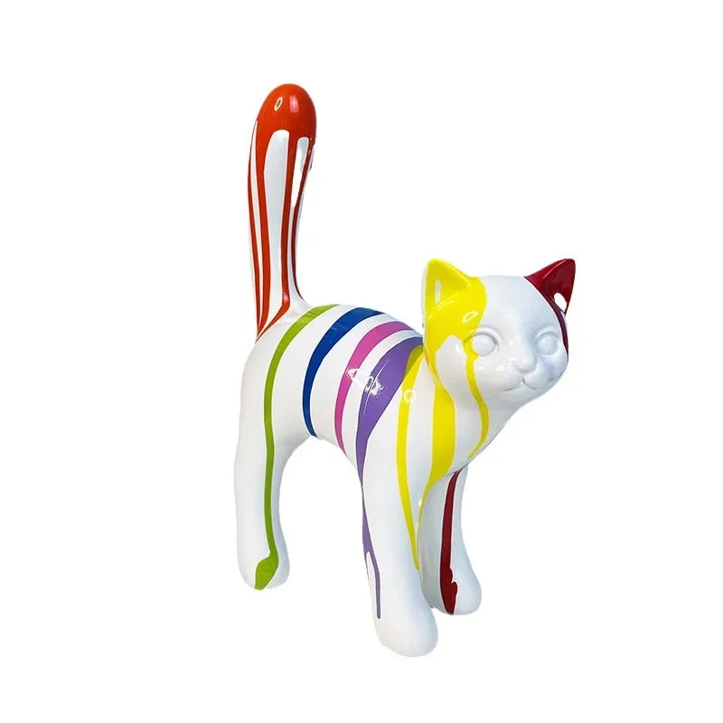 Afralia™ Graffiti Cat Sculpture Desk Storage Statue Abstract Art Ornament Display