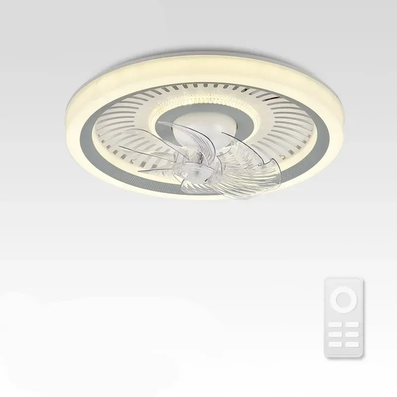 Afralia™ Modern Round Ceiling Fan with LED Lights Chandelier for Bedroom