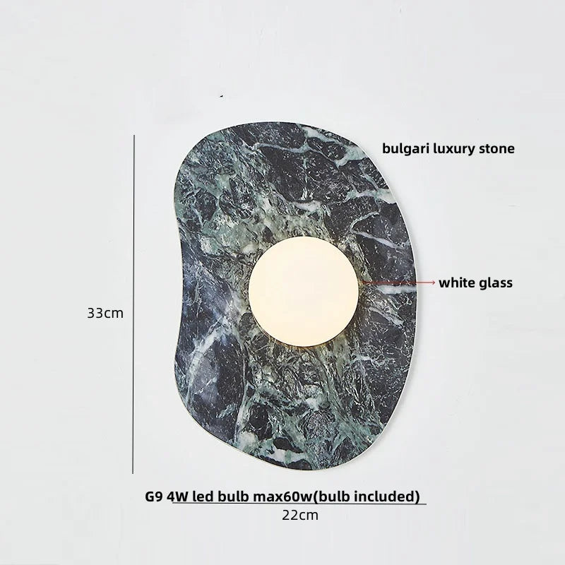 Afralia™ Green Marble Stone LED Wall Sconce Lighting for Bedroom and Hallway