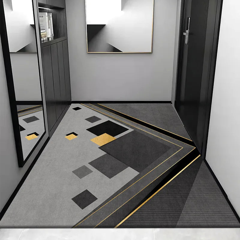 Afralia™ Grey Crystal Velvet Entrance Rug - Luxe Absorbent, Anti-Slip, Easy-Clean Living Room Carpet