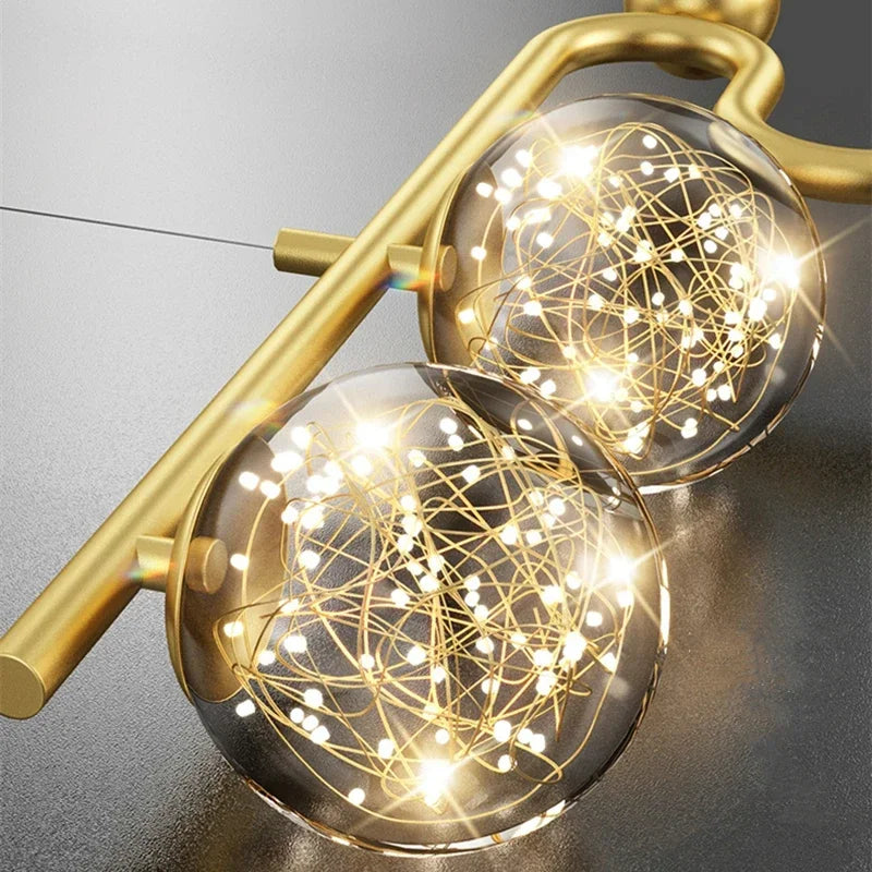 Afralia™ Glass Ball LED Chandelier Pendant for Dining Living Bedroom Kitchen