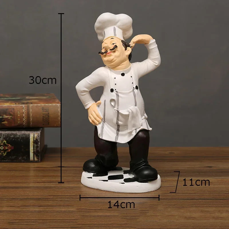 Afralia™ Bearded Chef Resin Figure Sculpture Modern Kitchen Desk Decor Ornaments